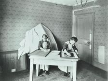 Spring cleaning; housewifery lesson, Denmark Hill School, Dulwich, London, 1908