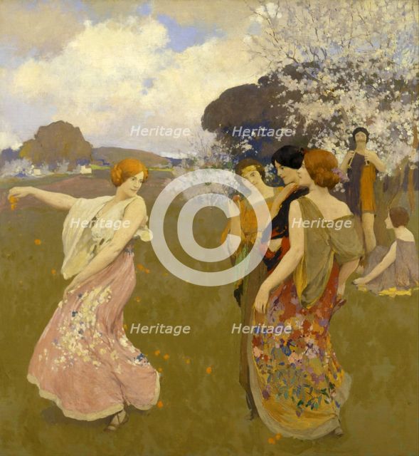 Spring Dance, c. 1917. Artist: Mathews, Arthur Frank (1860-1945)