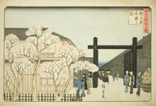 Spring Dawn in the New Yoshiwara (Shin Yoshiwara haru akebono no zu), from the series..., c.1839/42. Creator: Ando Hiroshige