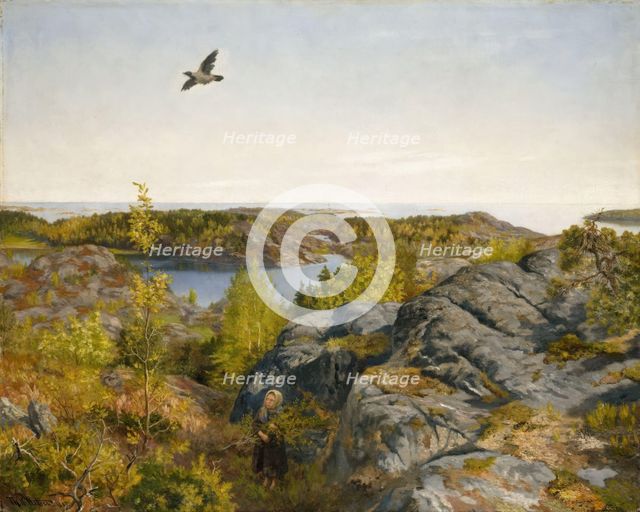 Spring Day by the Sea, 1887. Creator: Theodor Kittelsen.