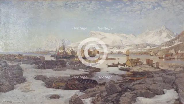 Spring Day in Lofoten, 1882. Creator: Otto Sinding.