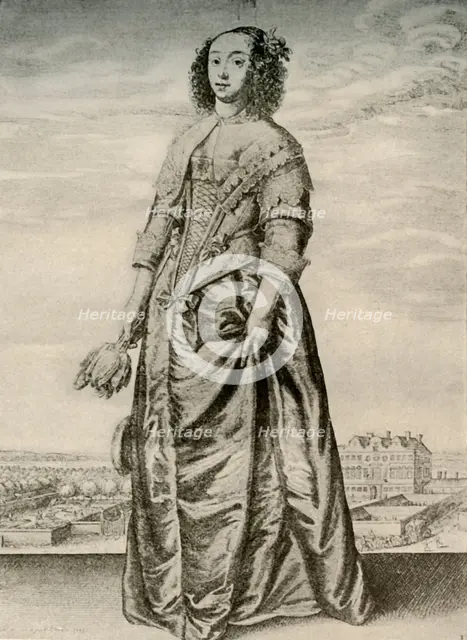 'Spring - Fashionable indoor dress of an English lady, reign of Charles I', c1620-1640, (1937) Creator: Unknown.