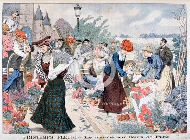 Spring flowers in a market, Paris, 1903. Artist: Unknown