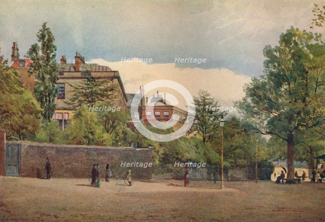 'Spring Gardens from the Mall', Westminster, London, c1880 (1926). Artist: John Crowther.