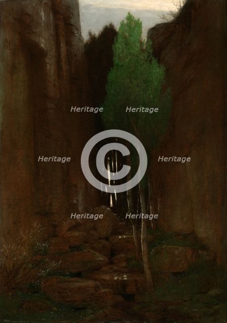 Spring in a Narrow Gorge (Quell in einer Felsschluct), 1881. Creator: Arnold Bocklin.