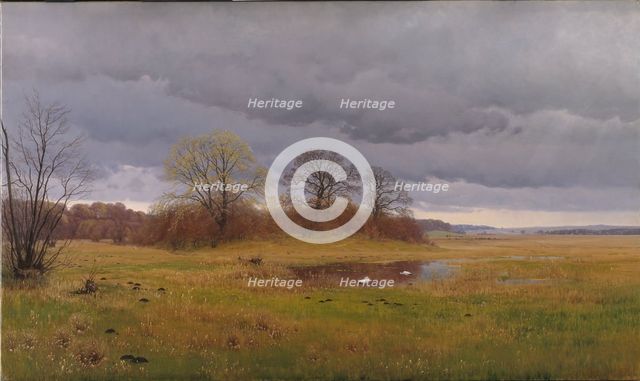 Spring landscape with rain showers. South Zealand, 1879. Creator: Hans Gabriel Friis.