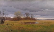 Spring landscape with rain showers. South Zealand, 1879. Creator: Hans Gabriel Friis