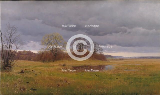Spring landscape with rain showers. South Zealand, 1879. Creator: Hans Gabriel Friis.