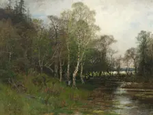 Spring Landscape. Motif from Tullinge in Södermanland, 1879. Creator: Oscar Torna