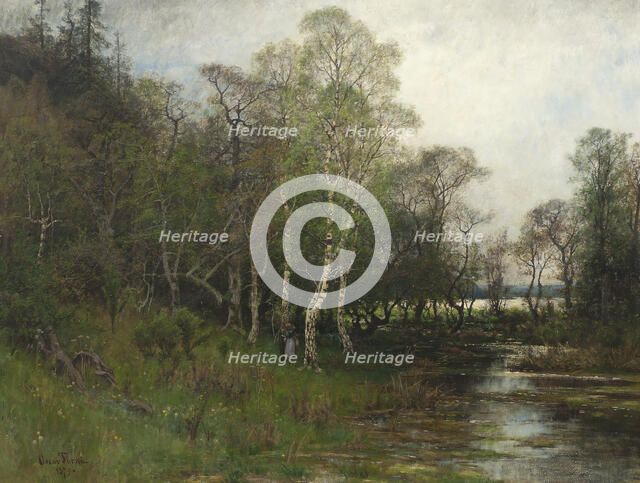 Spring Landscape. Motif from Tullinge in Södermanland, 1879. Creator: Oscar Torna.