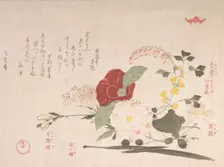 Spring Rain Collection (Harusame shu), vol. 2: Cut Flowers: Clematis, Bus..., 1815 (Year of the Ox). Creator: Kubo Shunman