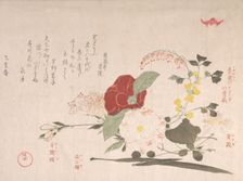 Spring Rain Collection (Harusame shu), vol. 2: Cut Flowers: Clematis, Bus..., 1815 (Year of the Ox). Creator: Kubo Shunman