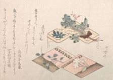 Spring Rain Collection (Harusame shu), vol. 2: Pine Shoots and Accoutrements for N..., 19th century. Creator: Shinsai