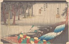 Spring Rain at Tsuchiyama (50th Station of the Tokaido), 19th century. Creator: Ando Hiroshige