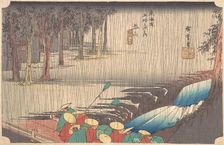 Spring Rain at Tsuchiyama (50th Station of the Tokaido), 19th century. Creator: Ando Hiroshige