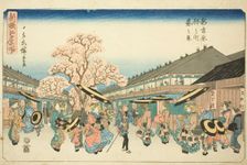 Spring Scene of Nakanocho in the New Yoshiwara (Shin Yoshiwara Nakanocho haru no..., c. 1839/42. Creator: Ando Hiroshige