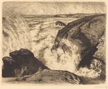 Spring Tide, Rocks of Zion (Grande maree, rochers de Sion, Vendee), 1907. Creator: Auguste Lepere