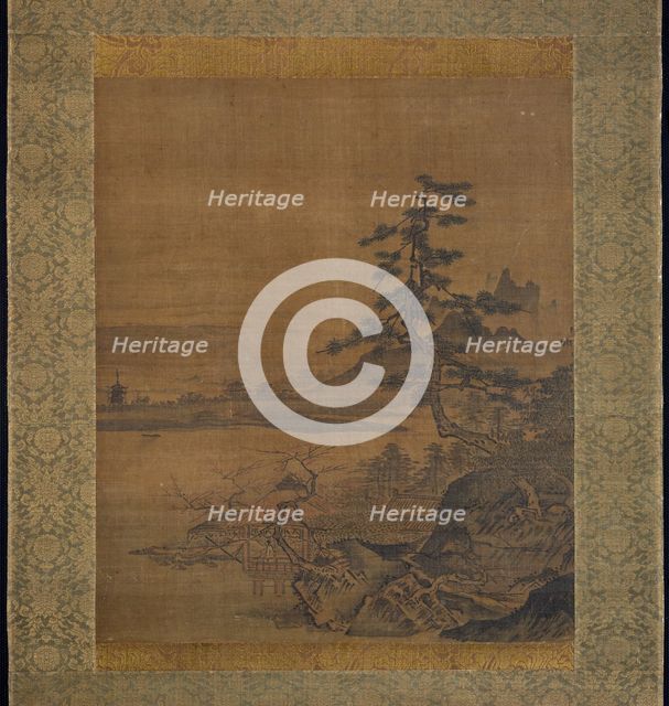 Spring View from a Thatched Pavilion on the Lakeshore, late 15th century. Creator: Sesshû Toyô.