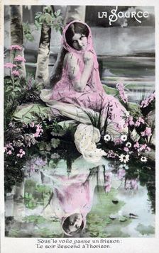 Spring vintage French postcard, c1900