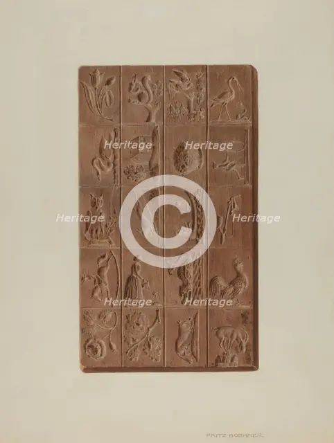 Springerle Board for Christmas Cakes, c. 1939. Creator: Fritz Boehmer.