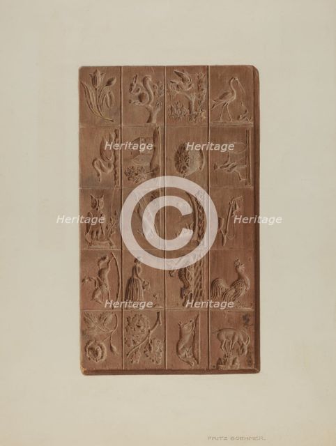 Springerle Board for Christmas Cakes, c. 1939. Creator: Fritz Boehmer.