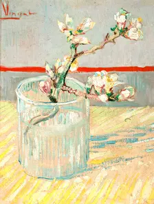 Sprig of Flowering Almond Blossom in a Glass 1888. Artist: Vincent van Gogh