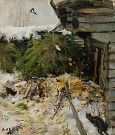 Spruces in a Farmyard, 1887. Creator: Akseli Gallen-Kallela