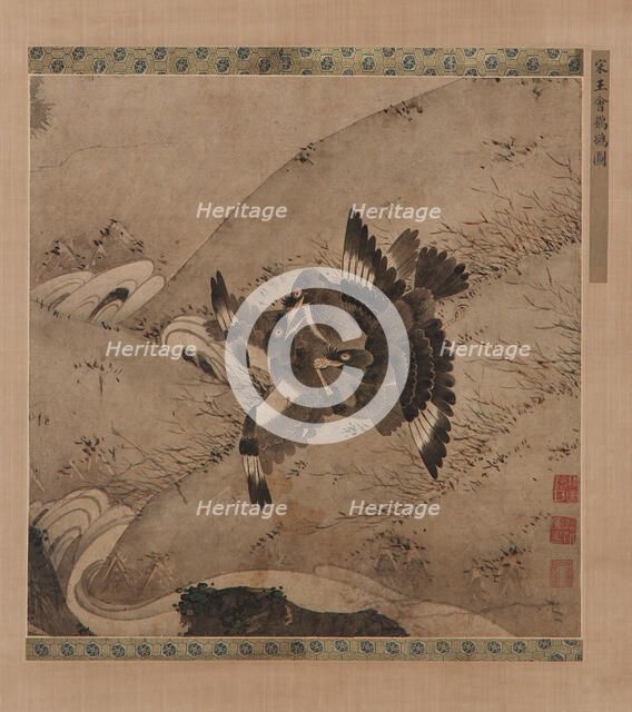 Squabbling Mynas above a Brook, Ming dynasty, 15th-16th century. Creator: Unknown.