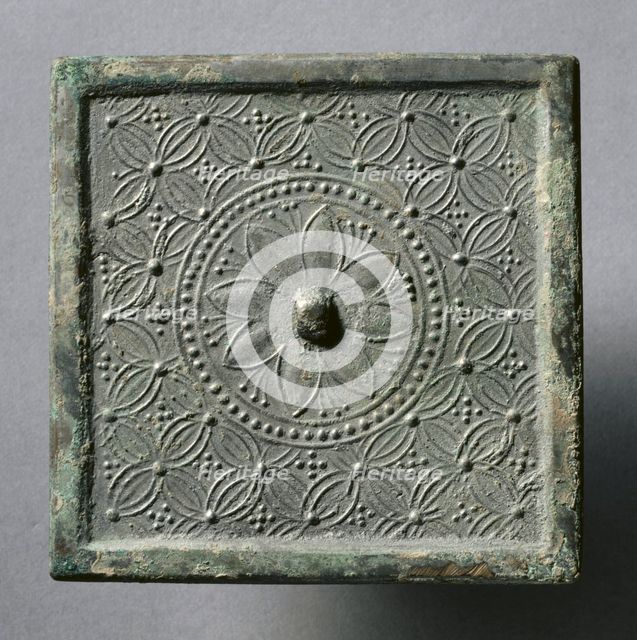 Square Mirror with Floral and Coin Motifs, early 10th Century - early 12th Century. Creator: Unknown.
