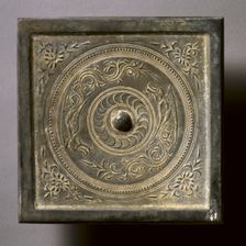 Square Mirror with Two Phoenixes and Floral Sprays, 960-1127. Creator: Unknown