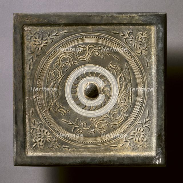 Square Mirror with Two Phoenixes and Floral Sprays, 960-1127. Creator: Unknown.