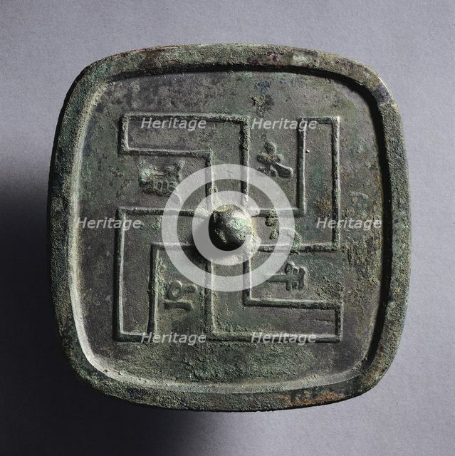 Square Mirror with Wan Symbol, early 1000s. Creator: Unknown.
