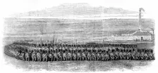 Square of the First Battalion of Grenadier Guards, to which, brigaded with the 36th Regiment...1861. Creator: Unknown