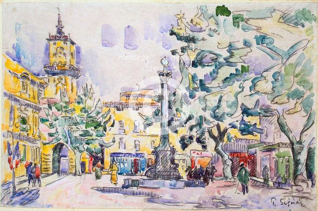 'Square of the Hotel de Ville in Aix-en-Provence', early 20th century. Artist: Paul Signac