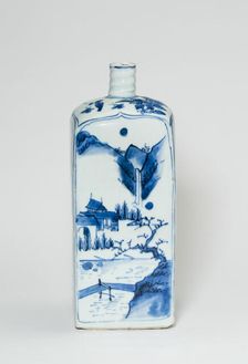 Square Bottle with Landscapes, Ming dynasty (1368-1644), late Wanli period (1578-1620). Creator: Unknown