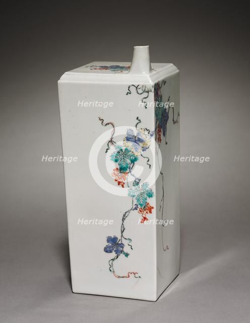 Square Bottle with Squirrel and Grapes, late 1600s. Creator: Unknown.