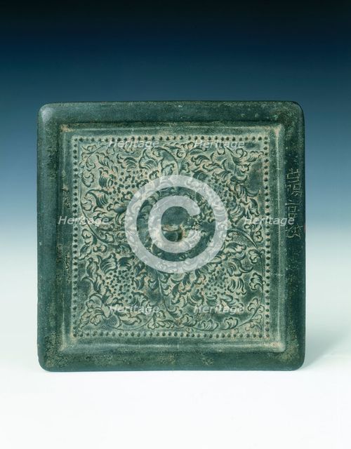 Square bronze mirror with scrolling peonies, Southern Song dynasty, China, 12th century. Artist: Unknown