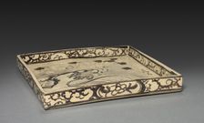Square Dish with Design of Plovers over Waves, c. 1700. Creator: Ogata Korin (Japanese, 1658-1716); Ogata Kenzan (Japanese, 1663-1743)