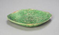 Square Dish with Flared, Scalloped Sides and Floral and Butterfly Design, Liao dynasty, 11th century Creator: Unknown