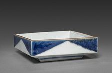Square Dish with Rock and Tree Design: Arita Ware, 1700s. Creator: Unknown