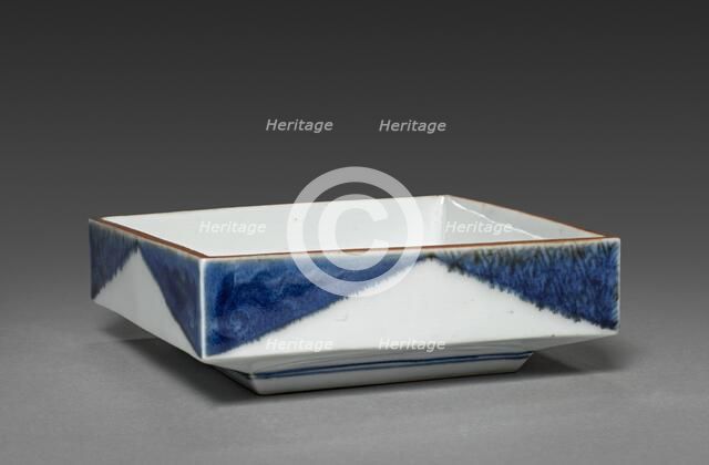 Square Dish with Rock and Tree Design: Arita Ware, 1700s. Creator: Unknown.