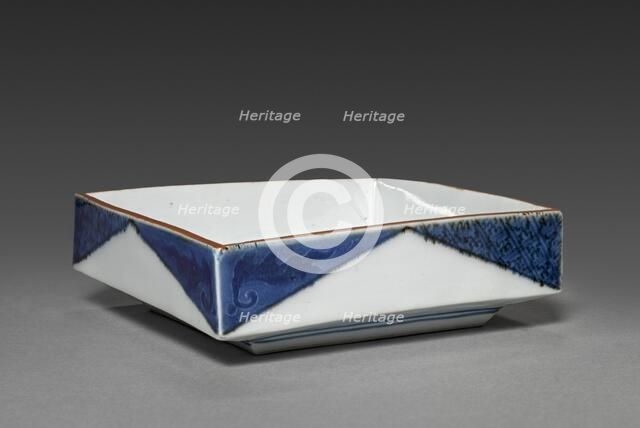 Square Dish with Rock and Tree Design: Arita Ware, 1700s. Creator: Unknown.