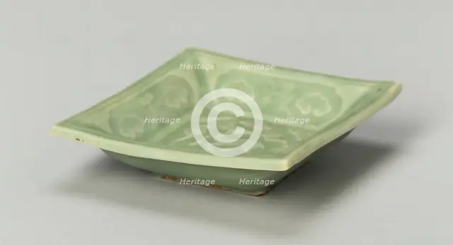 Square Dish with Symbols of Longevity and Immortality, Yuan dynasty (1271-1368). Creator: Unknown.