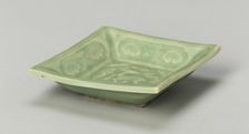 Square Dish with Symbols of Longevity and Immortality, Yuan dynasty (1271-1368). Creator: Unknown