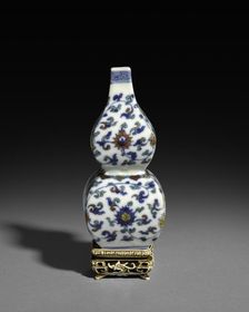 Square Double-Gourd Vase with Floral Scrolls, 1521-1566. Creator: Unknown