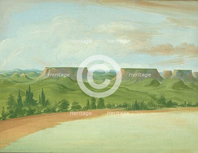 Square Hills, 1200 Miles above St. Louis, 1832. Creator: George Catlin.