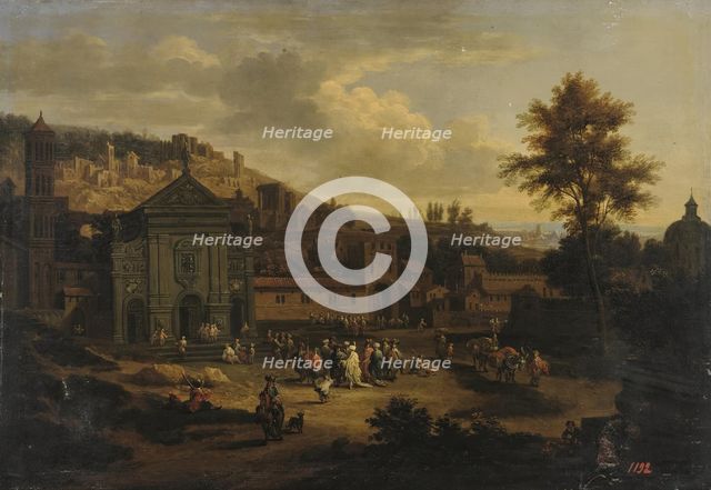 Square in a Seaside Town, 1675. Creators: Adriaen Frans Boudewyns, Peeter Bout.