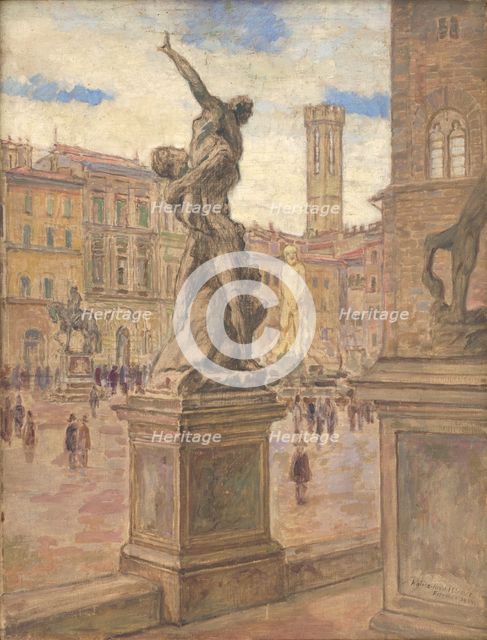Square in Florence, Italy, 1934.  Creator: Elemír Halász-Hradil.