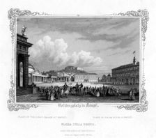 Square in front of the King's Palace at Naples, Italy, 19th century. Artist: J Poppel