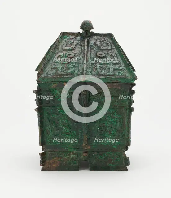 Square lidded ritual wine container with lid (fangyi), Late Shang dynasty, ca. 1200-1050 BCE. Creator: Unknown.